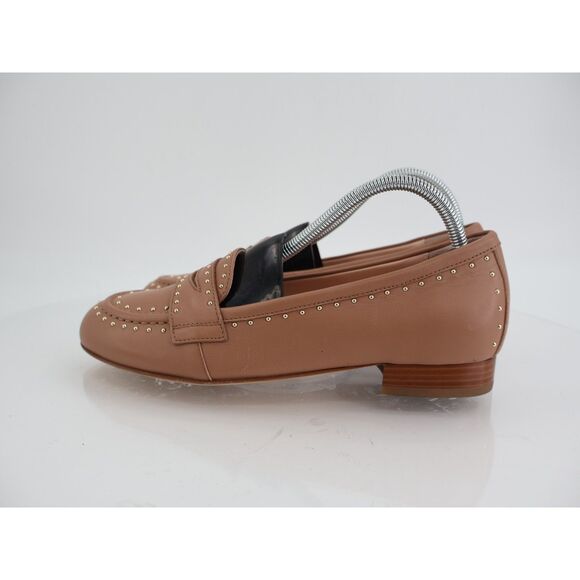 AGL Mocassin Penny Loafers Womens Size 39.5 9.5 Brown Micro Studs Slip On Shoes - Picture 4 of 13